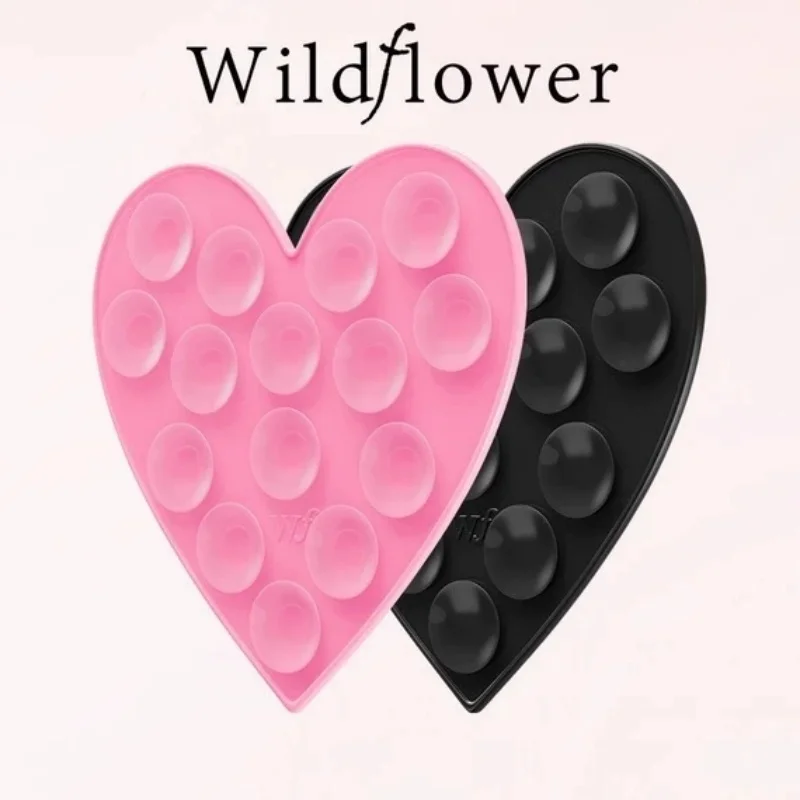 Wildflower Cute Black Pink Love Silicone Suction Cup Support Strong Adhesion Mobile Phone Holder Hand Wash Suction Cup WF Stand﻿