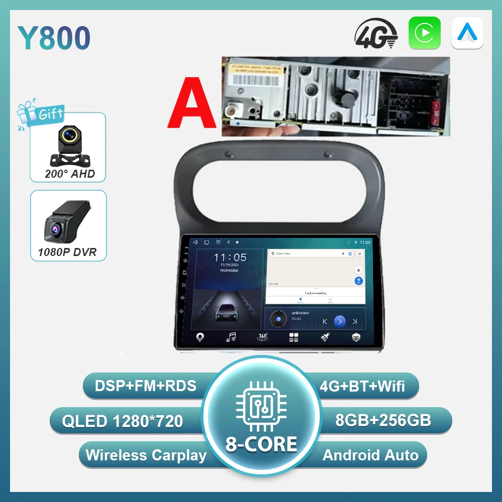 Android 16 Carplay Auto autoradio voor Renault Twingo 1 2005 - 2013 multimediaspeler autoradio Wifi BT scherm GPS navigatie
