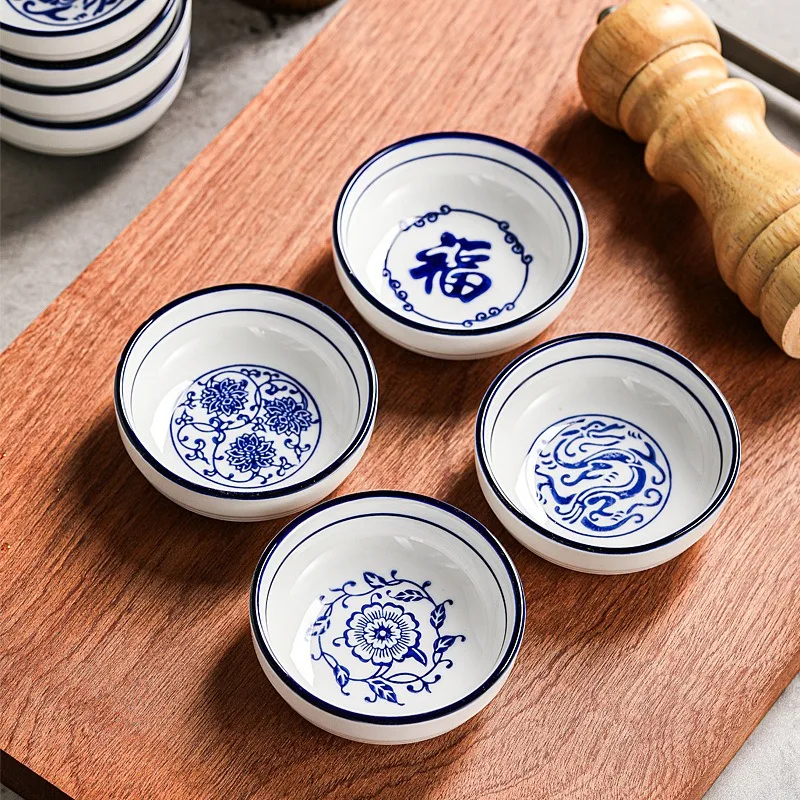 

Japanese Creative Blue and White Porcelain Condiment Dish Home Ceramic Sauce Dish Soy Sauce Vinegar Mustard Kitchen Tableware