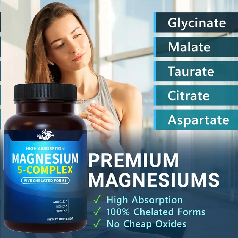 Magnesium Glycinate, Malic Acid,citric Acid Taurine Salt,and Aspartic Acid Are Used In60 Capsules For Nerves, Muscles, And