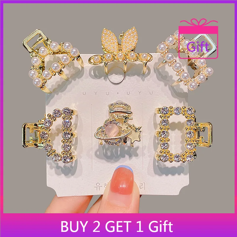 Корейский-сплав-коготь-для-волос-22-см-мини-размер-гальванический-жемчуг-стразы-заколка-для-волос-для-женщин-милая-изысканная