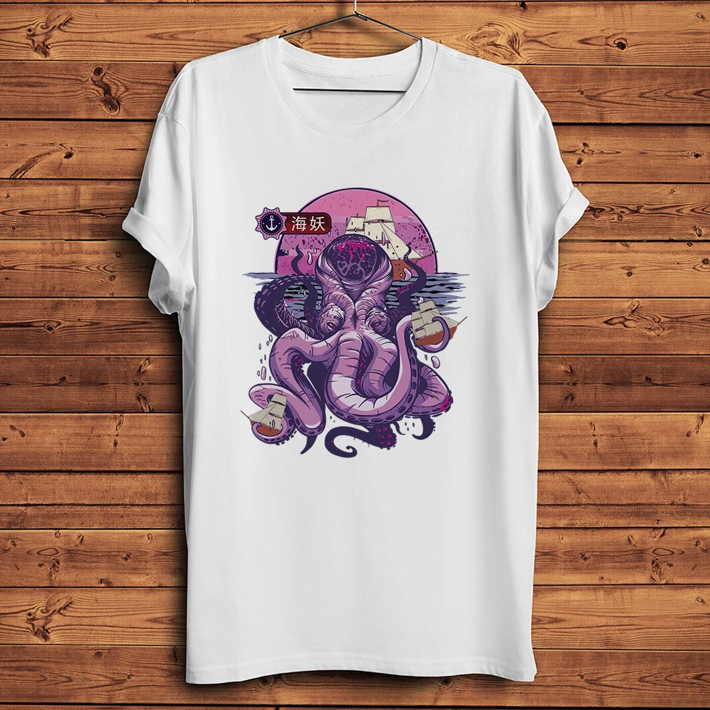 Lustige Kraken Octopus Angriff Takoyaki Tintenfisch amüsante T-Shirt Männer lässig Kurzarm T-Shirt Unisex Streetwear T-Shirt atmungsaktiven Druck