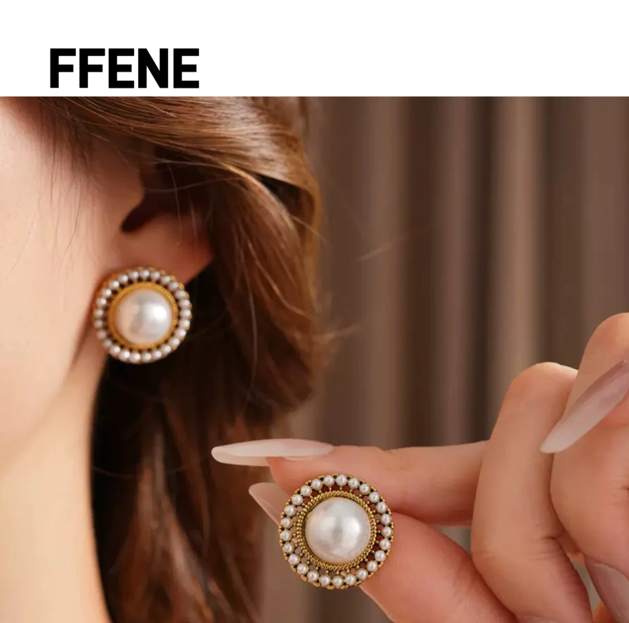 

Popular round earrings, retro court style earrings, fashionable, versatile, luxurious, high-end ear accessories