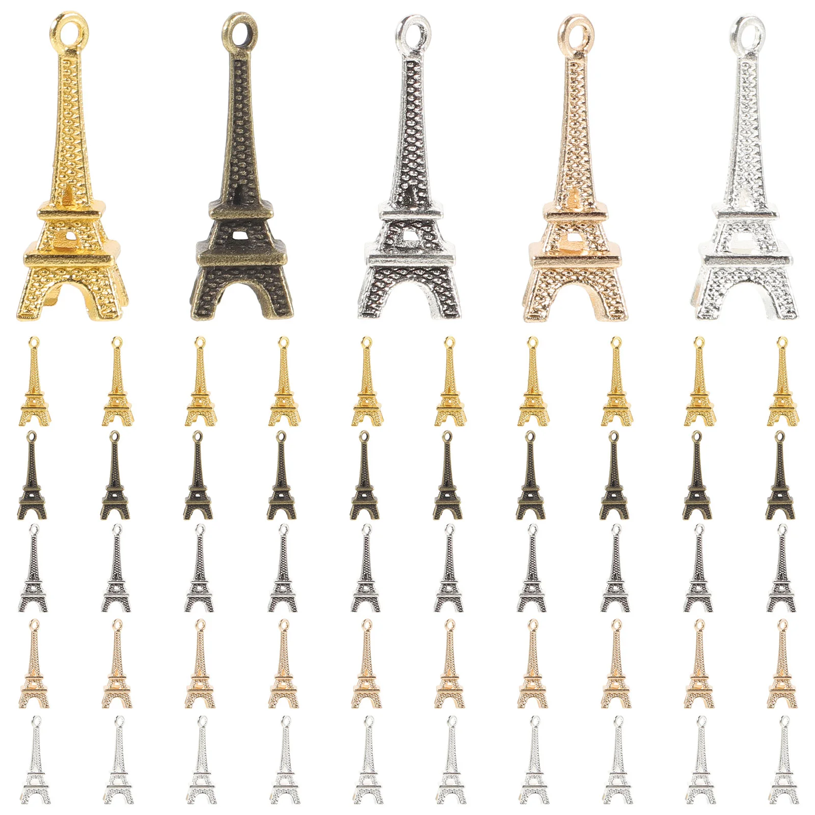 

60 Pcs Keychain Keyring Tower Pendant Mini Jewelry Accessories Alloy Eiffel Hanging