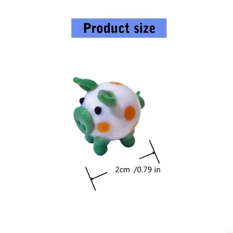 KXRA Colorida Glass Pig Figurine Handaled Miniature Animal Ornament para exhibición artística en casas y oficinas