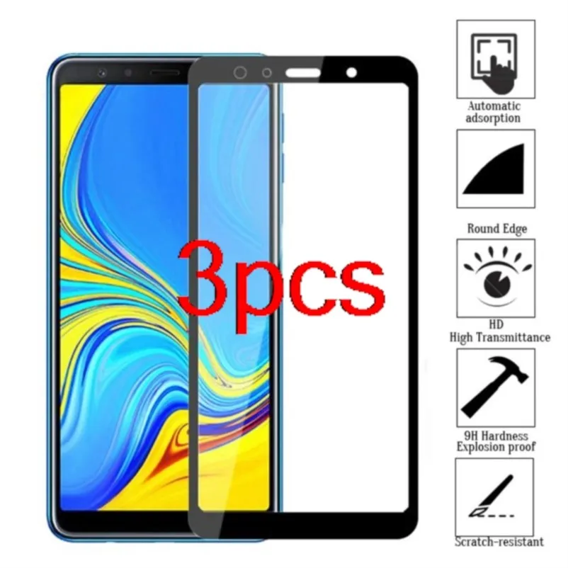 3pcs protective glass for samsung a7 2018 a750 a730 screen protector tempered glas on galaxy a 7 7a a72018 750 glass safety film