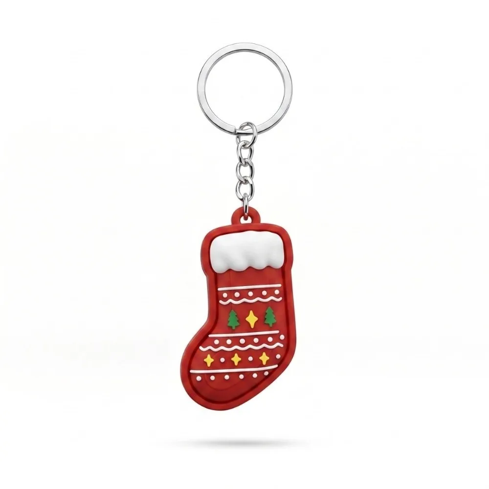 Love Heart Christmas Series Clicker Keychain Christmas Stocking Christmas Tree Special Shape Keycap Pendant Christmas Hat