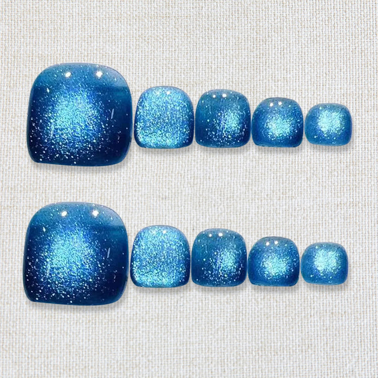 10pcs Cat Eyes Square Press on Toenails Blue Red Black Toe Nails Kit for Women Girls Manicure DIY image 4