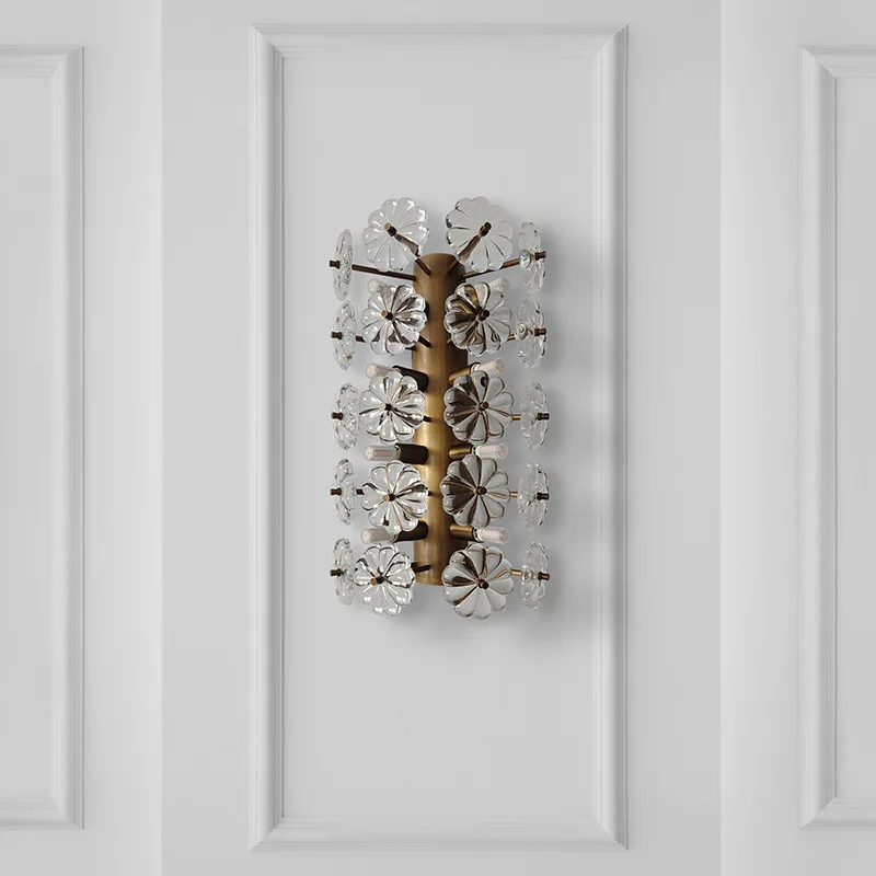 Post-modern light luxury wall lamp, all-copper glass living room background wall aisle simple personality bedroom