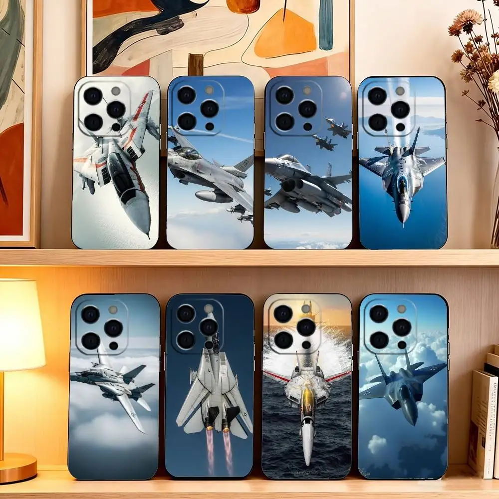 Funda de Silicona Suave Negra con Diseño de Aeronaves Robotech Macross para iPhone 17, 16, 15, 14, 13, 12, 11 Plus, Pro Max, XS