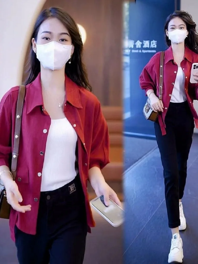 Manteau ort ample coréen pour femmes, nouvelle collection printemps-automne, Faion, taille haute, col de costume, Jaet, taille Cact, rehaussement visuel