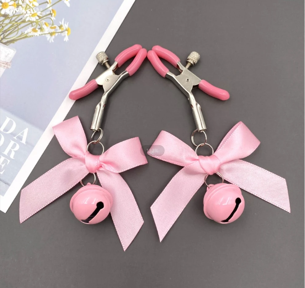 

BDSM Nipple Clip Jingle Bell with Bow Hand Tied Stimulate Breast Cute Decoration Boobs Device Hot Sex Play toys for Women Enjoy