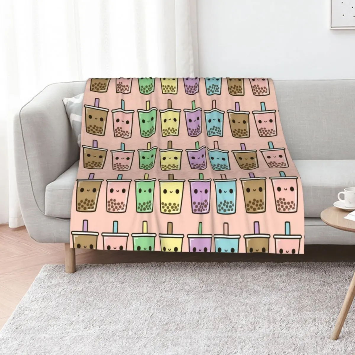 Bubble tea Throw Blanket Single Thin Loose For Decorative Sofa For Sofa Thin Sleeping Bag Blankets