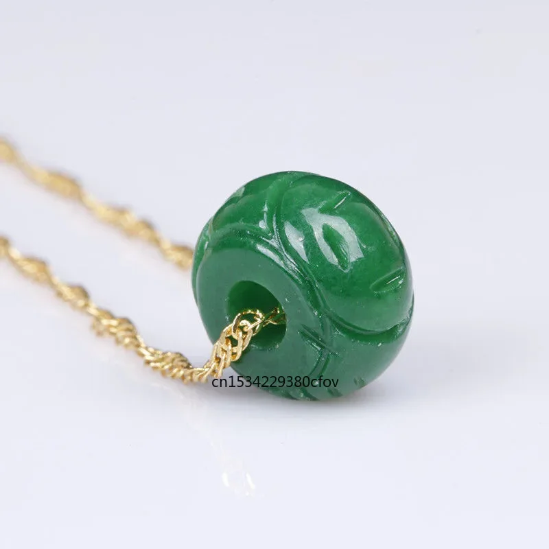 Naturalne zielonego jadeitu rzeźba 13mm Hollow pieniądze koraliki DIY wisiorki bransoletka urok akcesoria biżuteryjne Amulet prezenty kobiety mężczyźni — zdjęcie 2