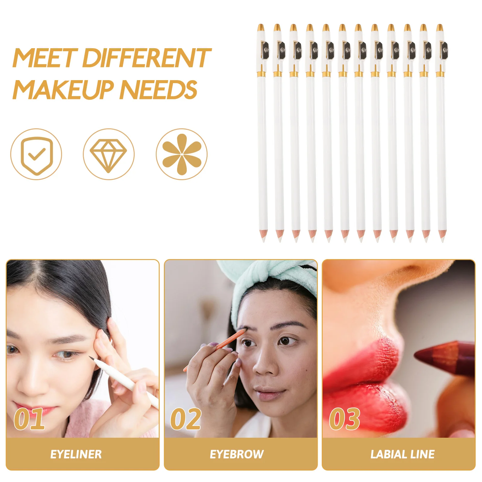 12-delige wenkbrauw puntenslijper houten make-up shaper langdurige waterdichte zweetbestendige wenkbrauwpoeder eyeliner potlood