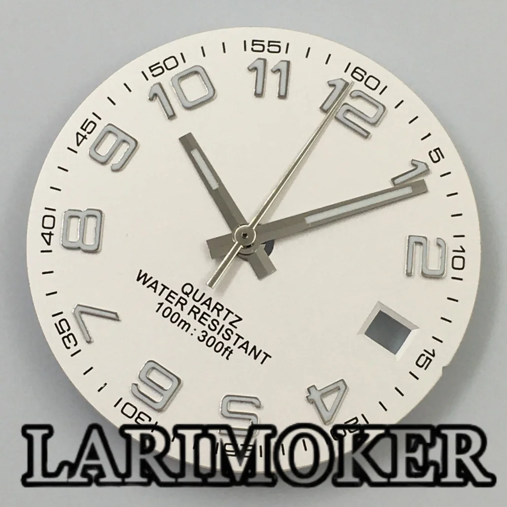 LARIMOKER 29mm Ronda 515 Quartz Watch Dial Hand Green Luminous Roman Numerals/Arabic Numerals Index 3 o'clock Date Window Dial