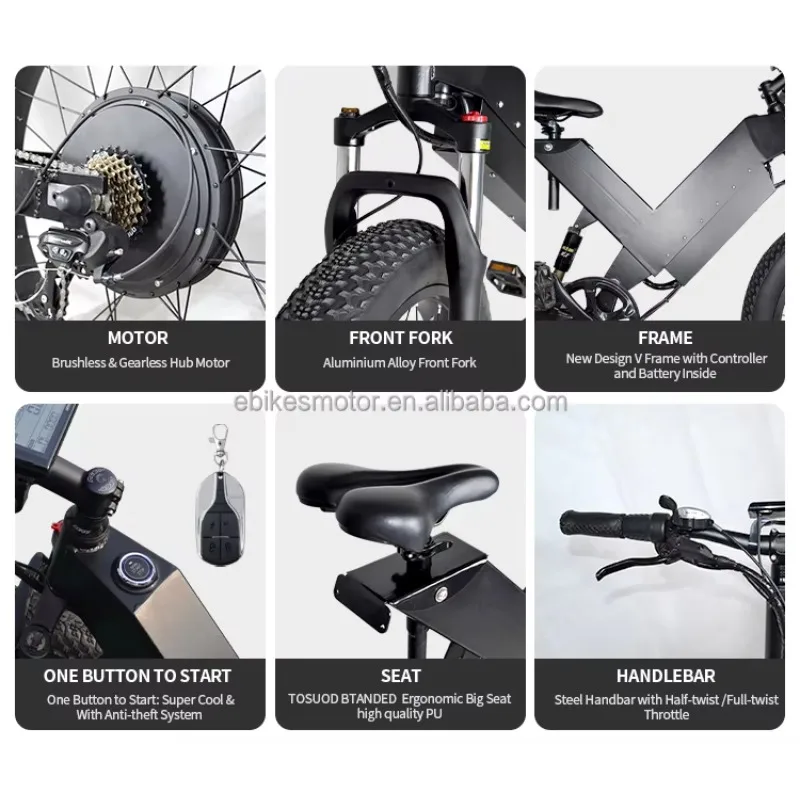 Removable Lithium Battery 26 Inch 5000W High Speed Electric Bicycle Motor  Electric City Bike Bicycle