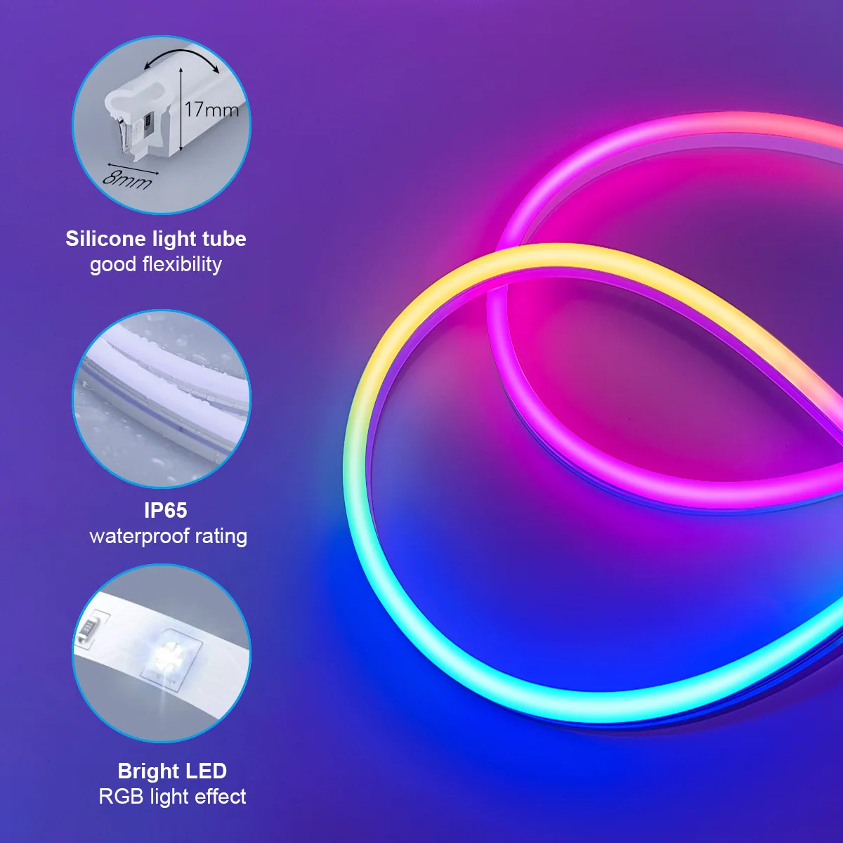 RSH Neon LED światła linowe WiFi RGBIC 16 milionów DIY kolory inteligentna sala gier Flex oświetlenie fluorescencyjne pracy z asystentem Alexa