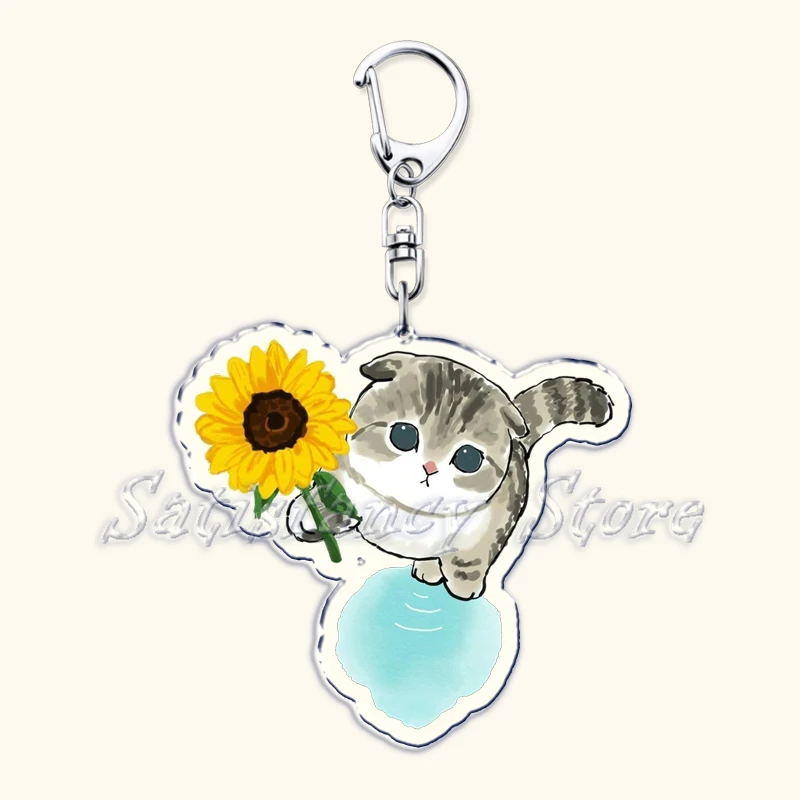 Cute Super Cute Kitten Cartoon Cat Acrylic Keychains Ring Shark for Accessories Bag Pendant Key Chain Jewelry Fans Lovers Gifts