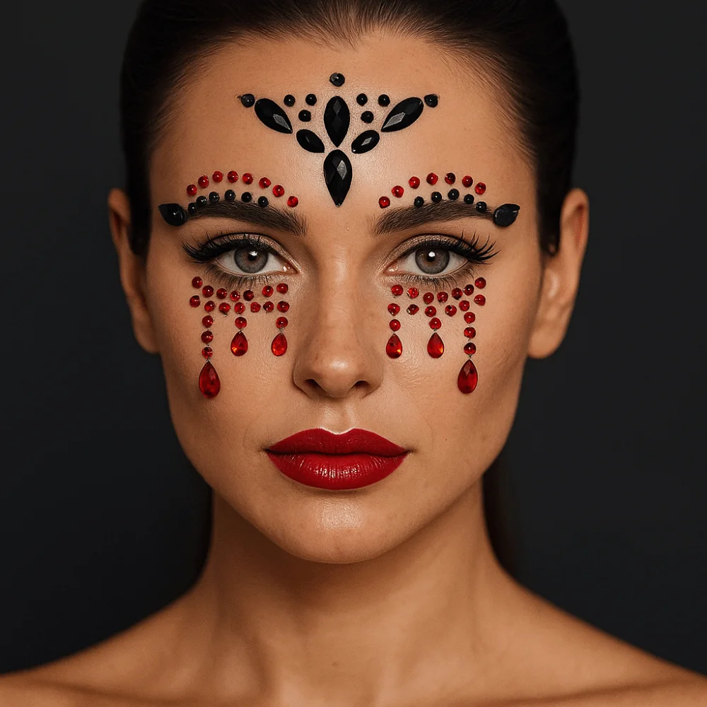 

3D Resin Face Rhinestone Sticker Shiny Clown Makeup Halloween Fake Tattoo Colorful Halloween Decor Jewelry Face Sticker