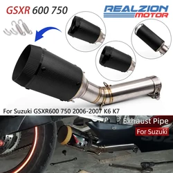 REALZION GSXR 600 K7 GSXR750 Middle Pipe Tailpipe Motorcycle Exhaust Pipe Slip On Pipe 51mm For Suzuki GSXR600 750 2006 2007 K6