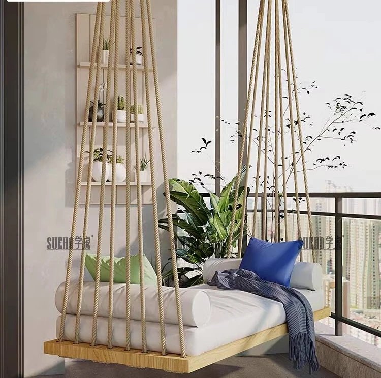 outdoor swing outdoor hanging basket household balcony solid wood single and double swing indoor bassinet chair ceiling swing