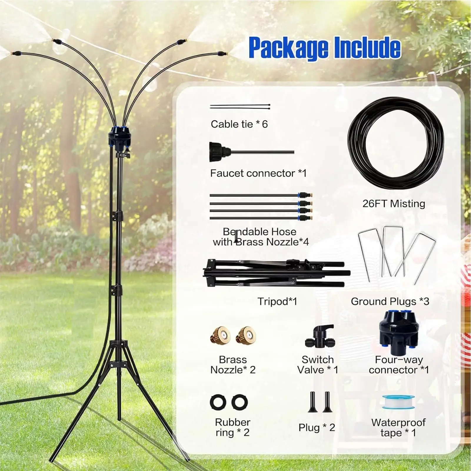 

Standing Mister Portable Adjustable Height Sprayer Patio Misting System For Backyard Yard Garden Park Summer Spring Play