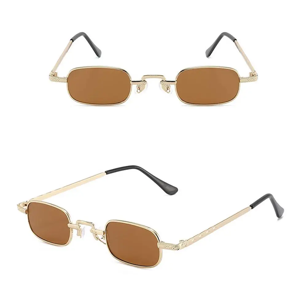 Kleine rechteckige Sonnenbrille für Frauen Männer Mode Retro Metallrahmen Sonnenbrille Vintage Punk Shades UV400 Schutz brillen – Detail 8