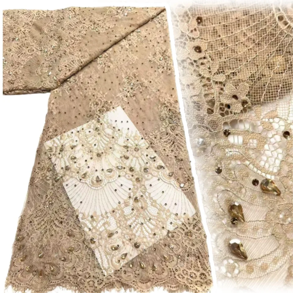 

Африканское французское кружево из тюля, хит продаж, фиолетовое, с вышивкой камнями, элегантное, нигерийское, для свадебных и праздничных платьев, 3 метра