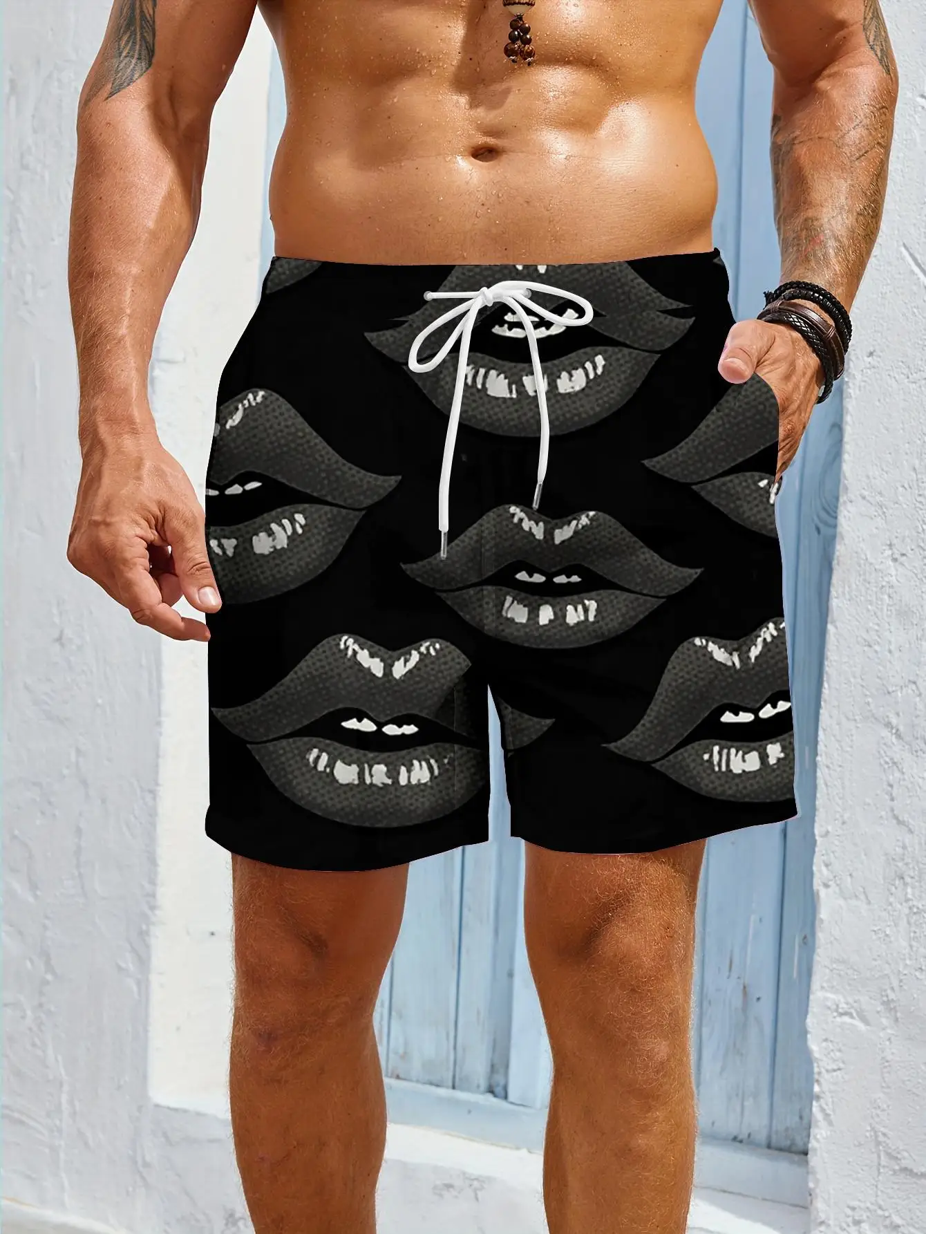 1pcs Men's Short swim trunks2026 Summer 3D Printed Short sleeve New pants Quick drying Breathable running Polyester