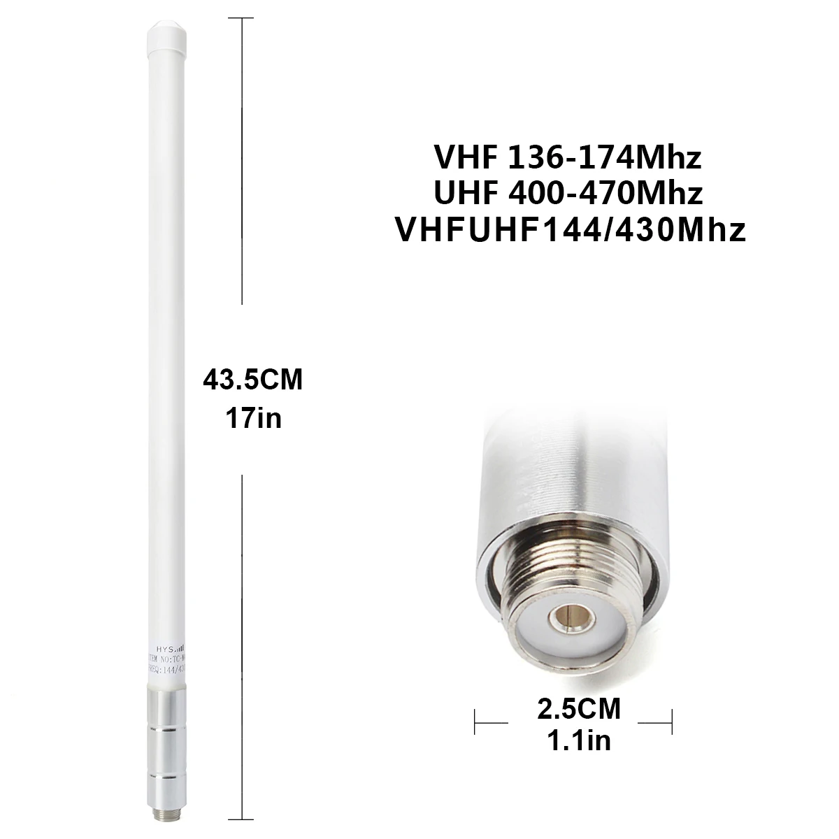144/430MHz VHF UHF Dual Band Fiberglass Waterproof Outdoor Base Antenna with Mounting Bracket Ground Plane Kit for Two Way Radio