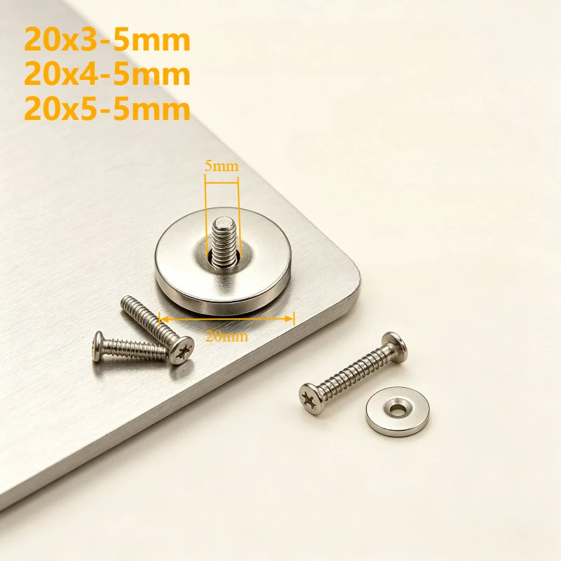 20x3-5mm 20x4-5mm 20x5-5mm N35 Round Countersunk Neodymium Magnet Hole 5mm Disc Magnet for DIY Craft Industrial Office Use