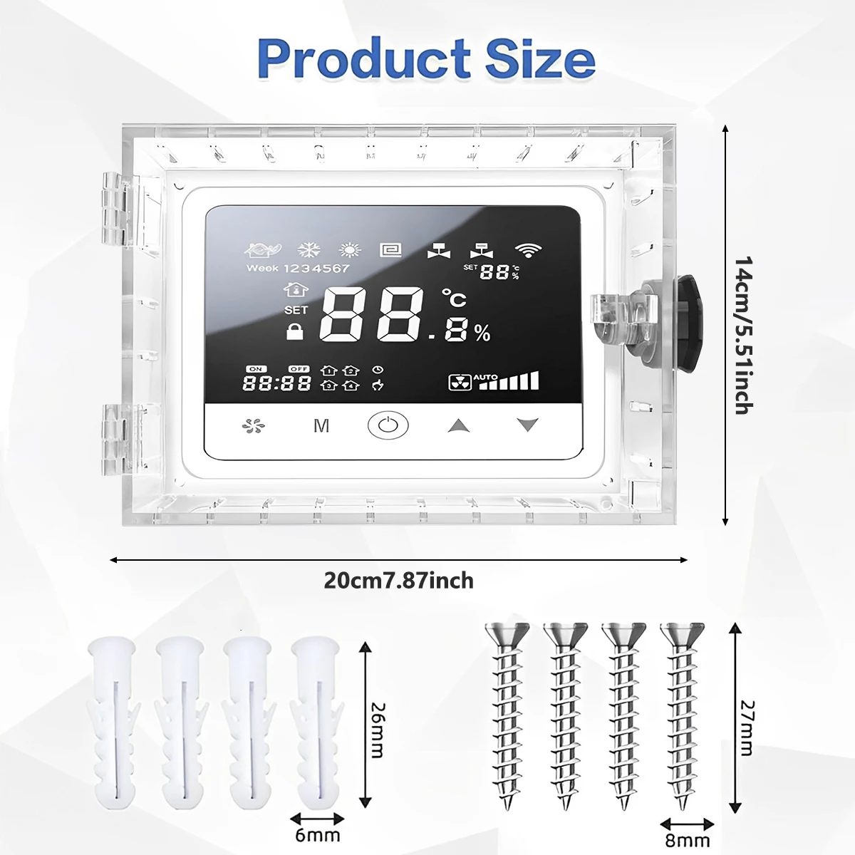 Universal Thermostat Box with Combination Lock Wall Mounted Clear Acrylic Thermostat Protective Cover for Home Office School