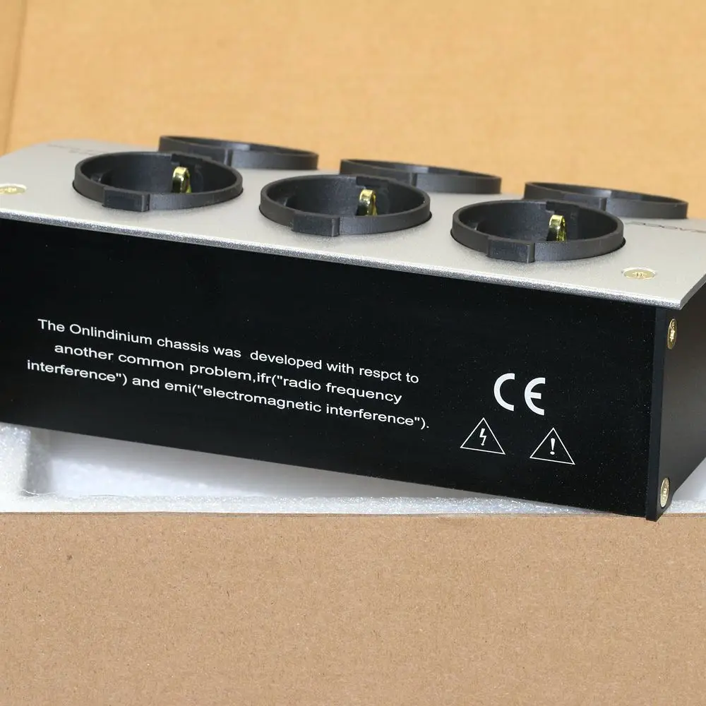 High end HiFi Meeaocc AC-60s EU plug, gold-plated strip plug, 6-position socket, aluminum alloy audio filter cable tray box
