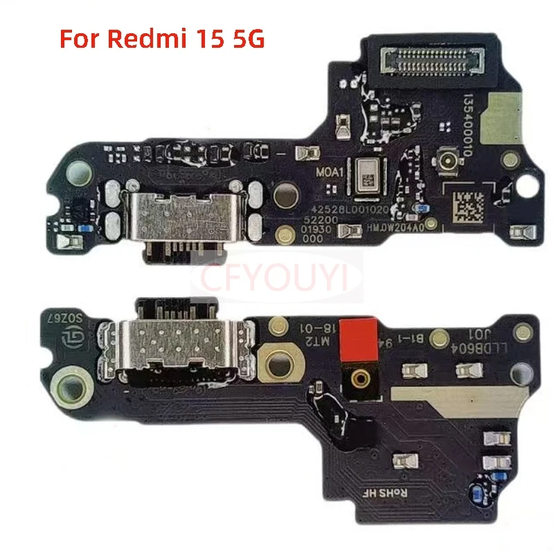 1-5pcs For Redmi 15 5G Dock Charger Port Fast Charging Flex Cable Board Replacement Part