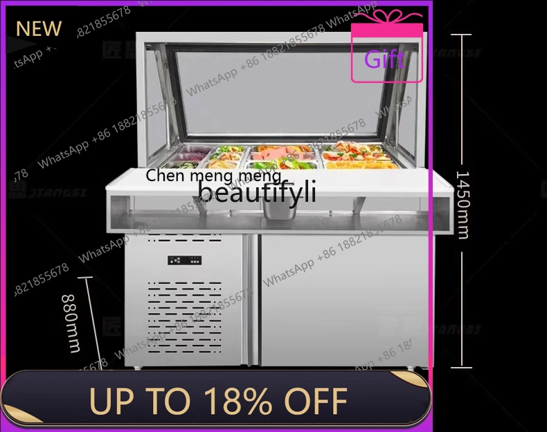 

FF a56 Cylinder type salad cabinet, sauce table, pizza spreader, freezer, commercial refrigerated fresh-keeping cabinet