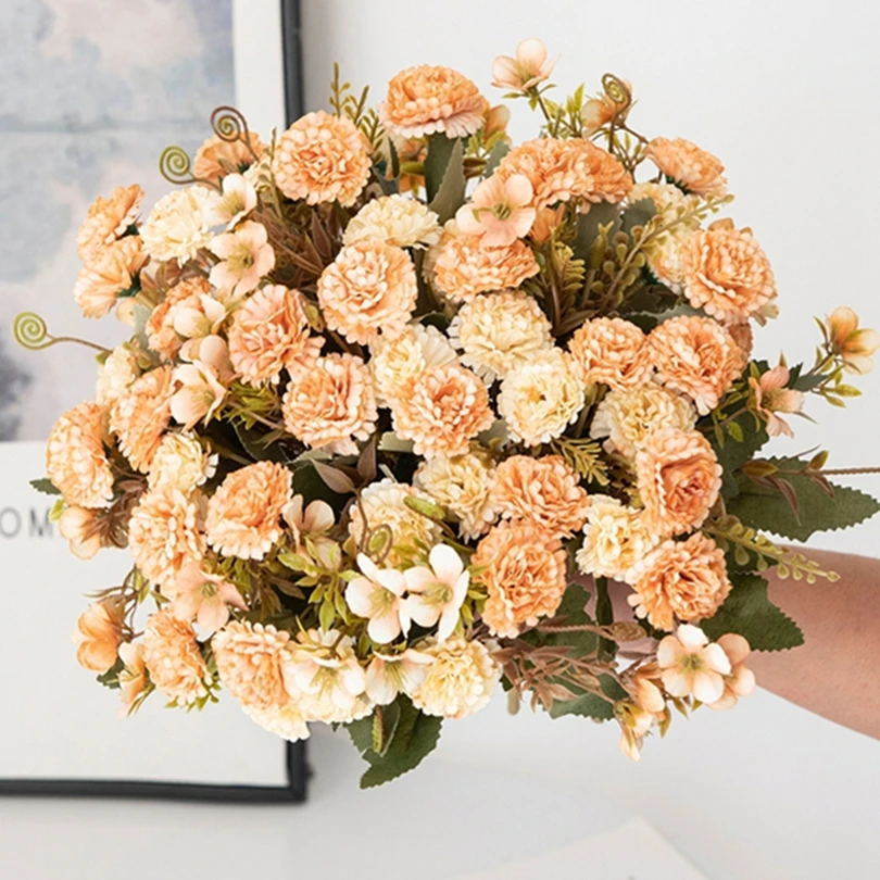 

1PC Artificial Flowers European Small Clove Carnation Wedding Bride Party Home Living Room Yard Decor Handmade DIY Birthday Gift