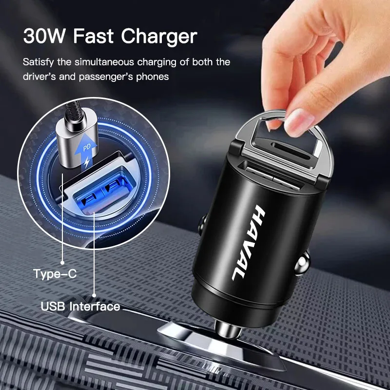 Car Fast Charger USB Type-C Ports Power Adapter Accessories For Haval H6 Dargo M6 H9 H6S F7 F7X Jolion X DOG XY H2 H3 H5 H7 H8