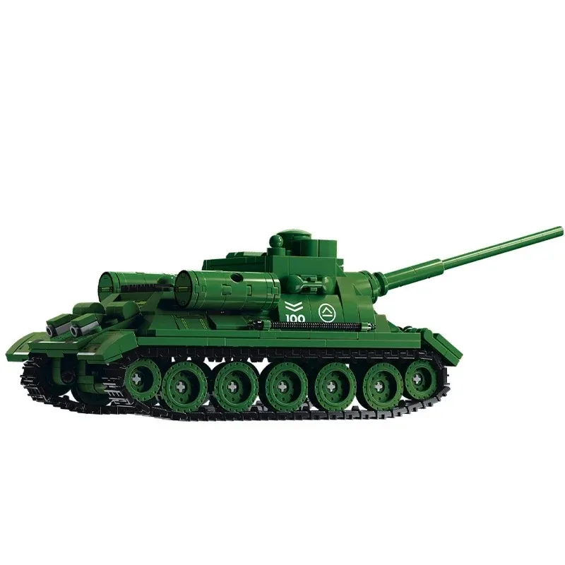 2024 WW2 Military Soviet Tank Building Blocks SU-100 Tank Destroyer Model Tank Weapon Bricks Army Soldier Toys For Boy Gifts Set