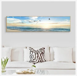 Canvas Painting Panorama Scandinavian Wall Art Picture for Living Room Sunsets Natural Sea Beach Landscape Posters and Prints
