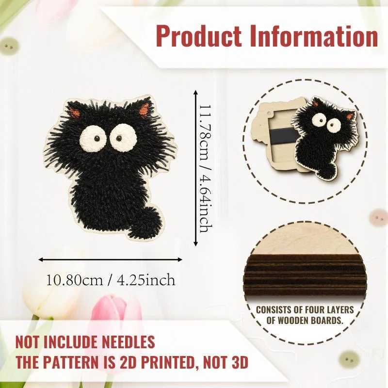 [YU]Cute Cat Wooden Needle Storage Box Magnetic Sewing Pin Holder Wood Needle Organizer For Handmade Craft Home Use
