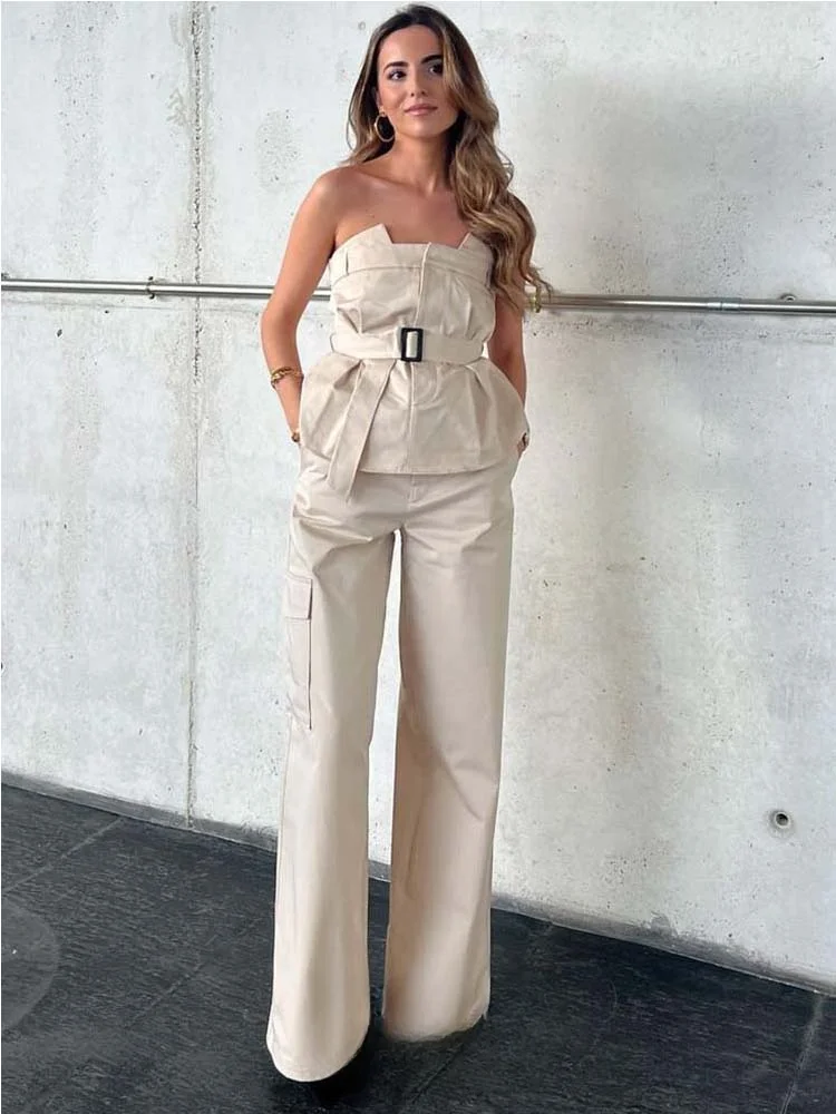 2023 Fashion New Simple Style with Belt Sleeveless Casual Top Vest Sling Comfortable Cropped Women\'s Sling Top Y2k Tops