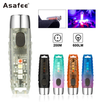 Asafee Mini EDC Porable Brightness Flashlight USB Rechargeable Tiki Waterproof Torch Warn Light Emergency Light Outdoor Lamp