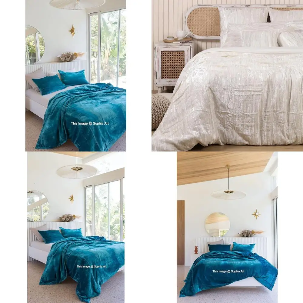 طقم غطاء لحاف بوهو مخملي رايون فاخر للغاية باللون الفيروزي الصلب سوبر كينج مقاس كبير غطاء لحاف UO 98x120 #1