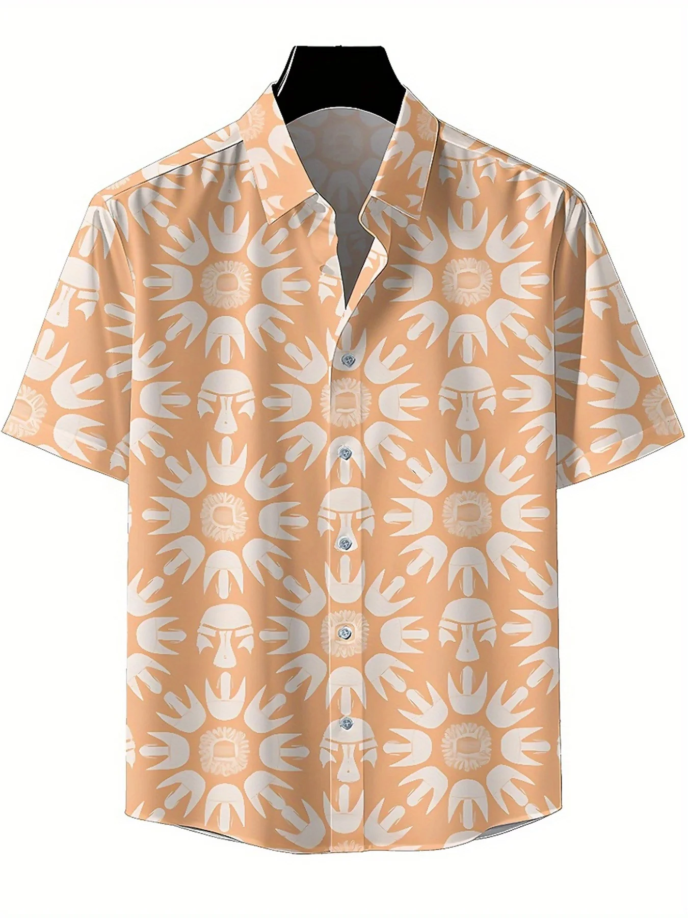 Men's Plus Size Hawaiian Shirts Sun Face Prints Pattern, Summer Casual Tops, Suitable for Outdoor and Party, Streetwear