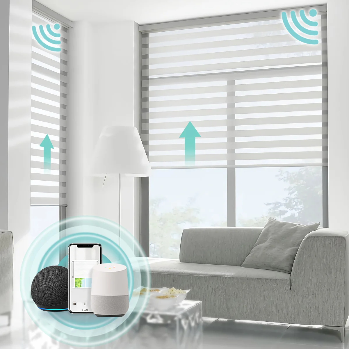 

Ready Made Window Curtain Blackout Zebra Shade Fabric Control Shades Dual Tuya Zigbee Window Blinds Smart Motorized Zebra Blind