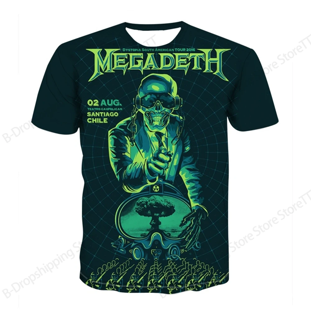 New Megadeth 2026 World Tour 3D Print T-shirt Men Women Fashion Hip Hop Short Sleeve Tops Tees Oversized Rock Y2k Mens Clothing