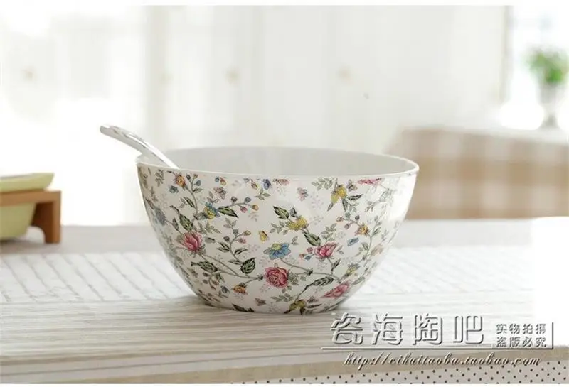 8 inch, bone china japanese soup bowl, ceramic large bowl for buffet serving, salad mixing bowl for cooking, popcorn bucket