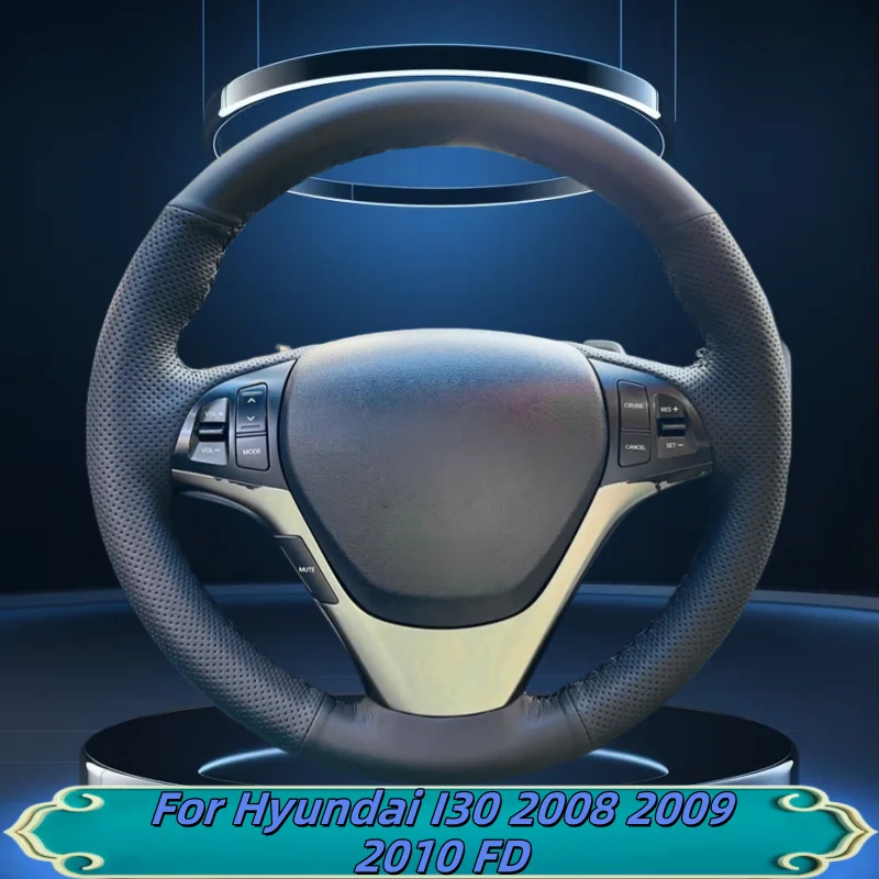 

Car Steering Wheel Cover Hand-Sewn Genuine Leather For Hyundai I30 2008 2009 2010 FD Car Interior Accessories
