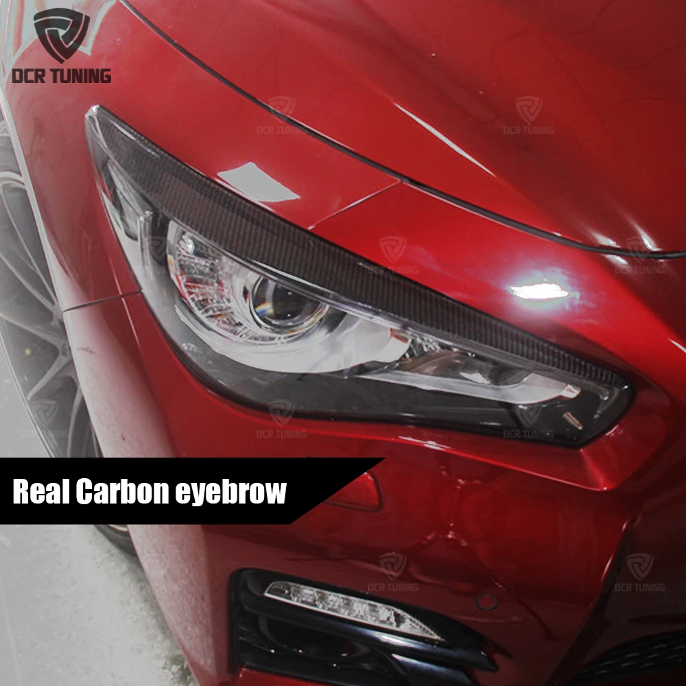 

For 2014+ Infiniti Q50 & Q50S Dry Carbon Fiber Eye Lid Eyebrow Cover Car styling Stick on Stickers